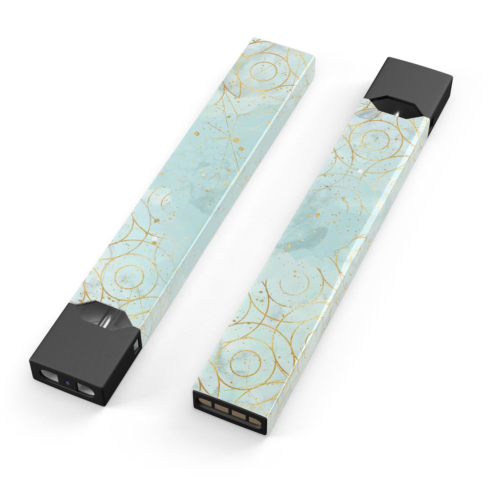 Karamfila Watercolor & Gold V7 skin-wrap for JUUL device, showcasing vibrant colors and premium design.